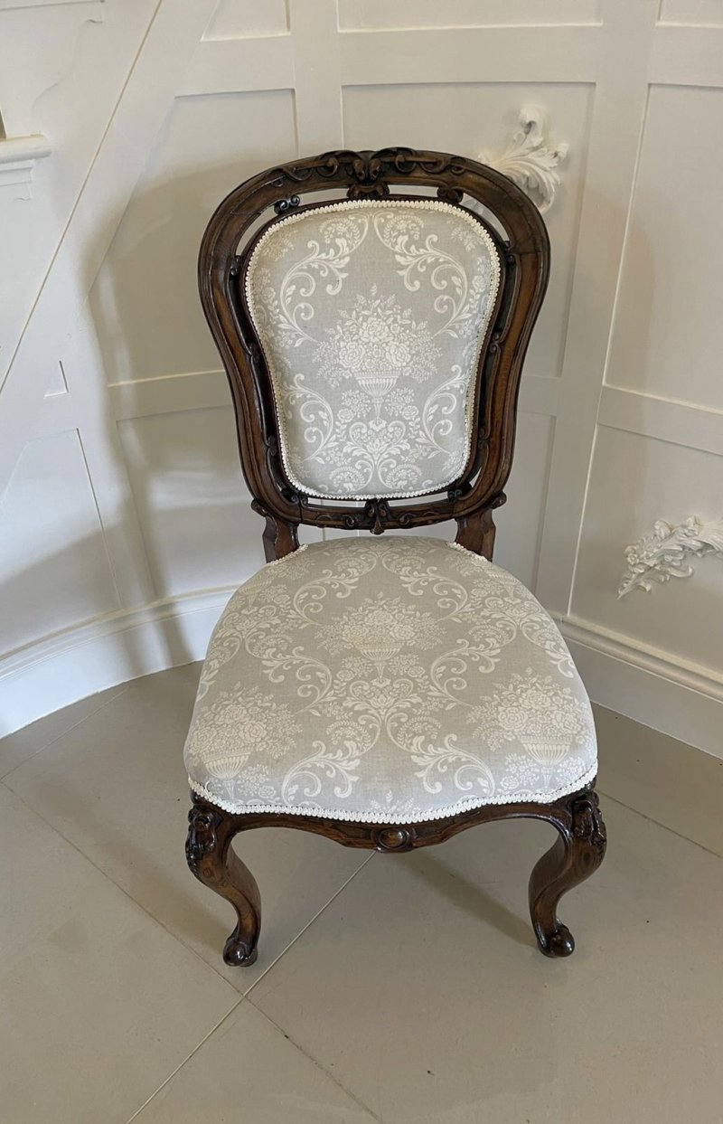Quality Antique Victorian Walnut Carved Side Chair - Image 5